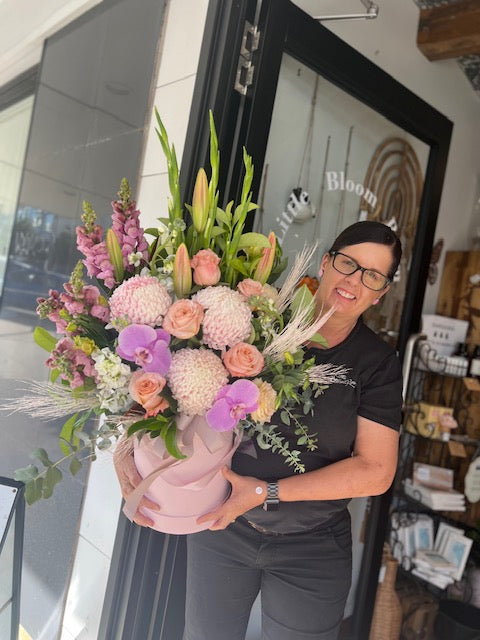 The Lavish Designer Hat Box Arrangement