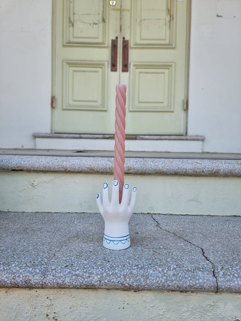 Hand Candle Holder with Pink Candle