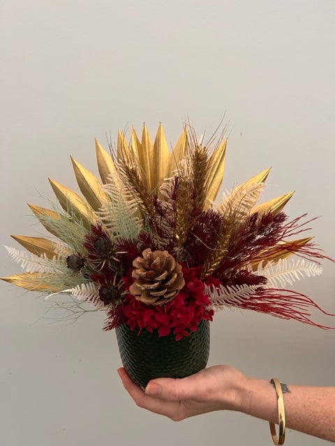 Christmas dried flower arrangement