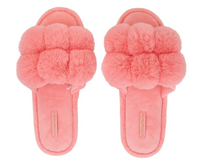 Coral Pom Pom Slippers - Annabel Trends